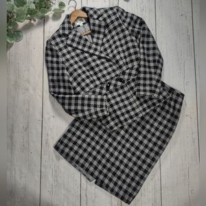 Bill Blass Gray Black Wool Blend Houndstooth Check Suit